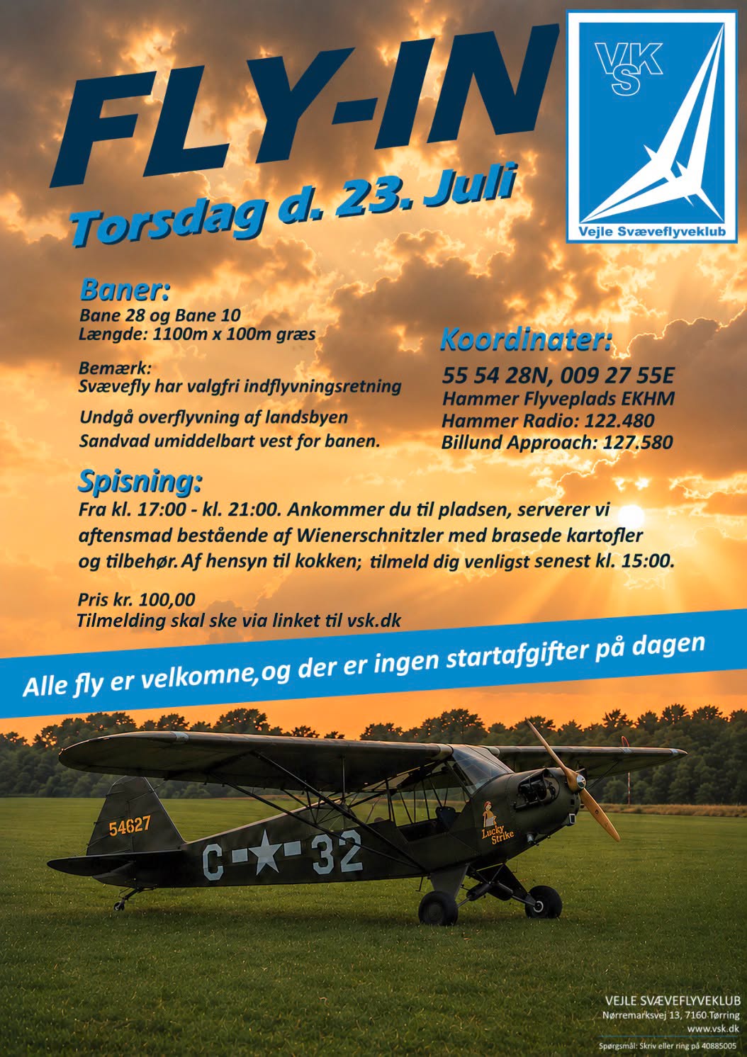 Fly-In 2026 Spisning – Torsdag d. 23/7 i uge 30